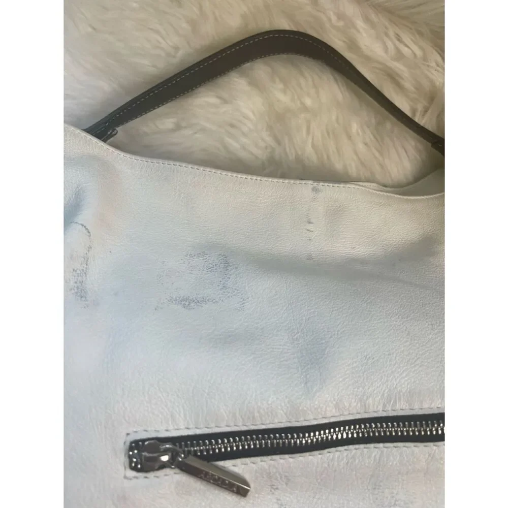 ARCADIA made in Italy White Genuine Leather Satchel Snake skin print accent.